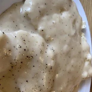 Biscuits smothered in country gravy!