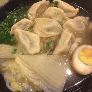 Shrimp, Pork, & Chives Dumpling Egg Noodle Soup