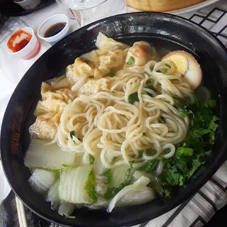 Shrimp & Pork Wonton with Traditional Hand-Pulled Noodle Soup