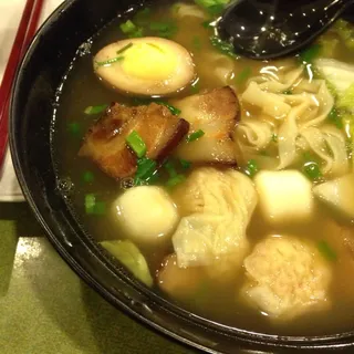 Handmade Pork and Mushroom Dumplings with Handmade Noodles