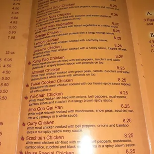 the menu