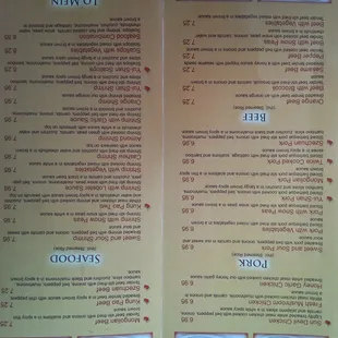 menu