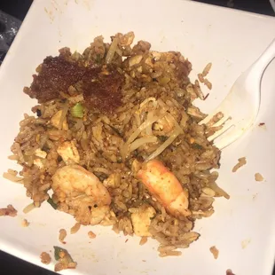 Extra spicy combination fried rice is amazing here!! If you like a kick in your fried rice this plan does it right!