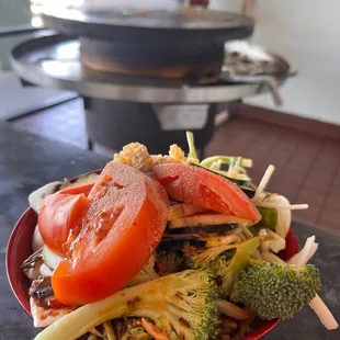 a plate of vegetables