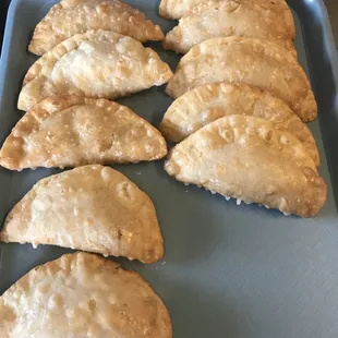 a tray of baked pastries
