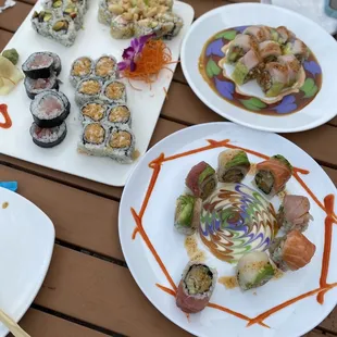 Dinner on Friday. Toro roll, typhoon roll, eel &amp; avocado, yellowtail roll, spicy shrimp, and super lava roll. Loved it!