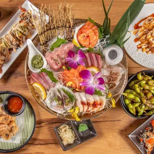 sushi, food, sashimi, sushi and sashimi