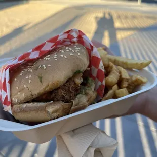 Chicken burger and fries combo