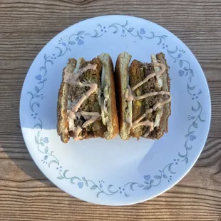 Veggie aloo patty noodles burger