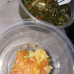 Collard greens and sweet cornbread