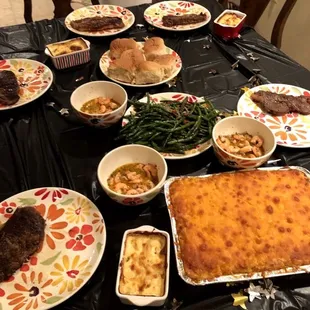 a table full of food