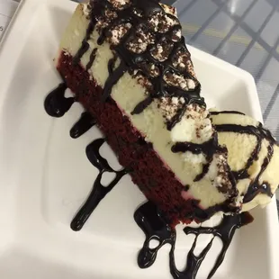 Delicious red velvet cheesecake