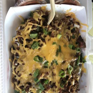 Fully loaded bbq baked potato