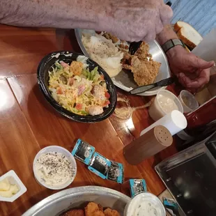 Bro in Law&apos;s chicken fried steak/m pots &amp; side salad