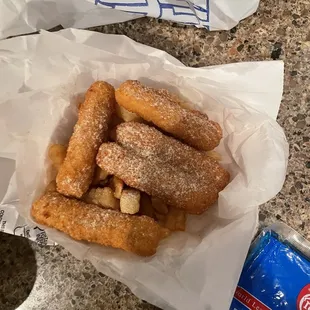 a bag of fish and chips
