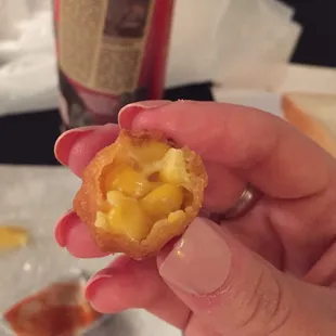 The inside of the corn nuggets! Delicious.