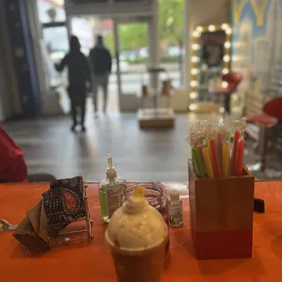 ice cream in a paper cup