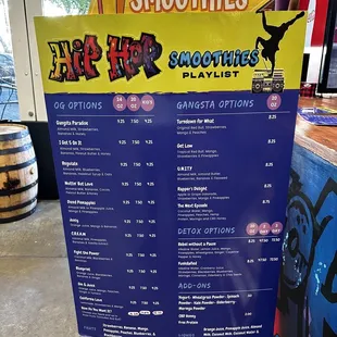 a sign for a smoothie shop