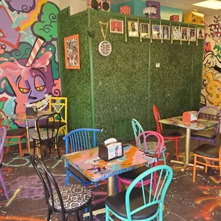colorful tables and chairs