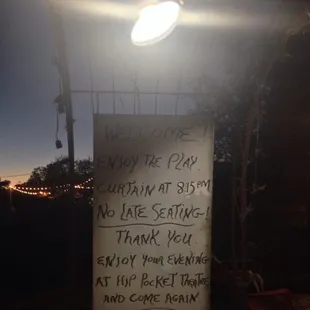 Sign at the entrance of the ticket booth.