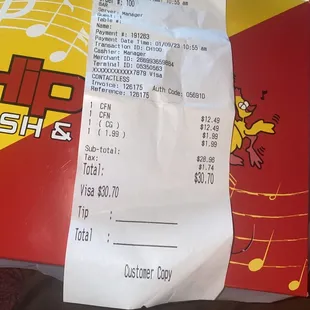 CFN = cat fish nuggets  -not what we got