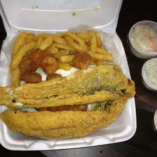 Lake trout and shrimp.