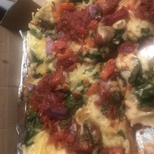 Vegetarian pizza with Vegan Cheese