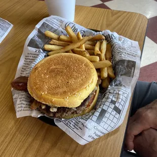 Burger and fries