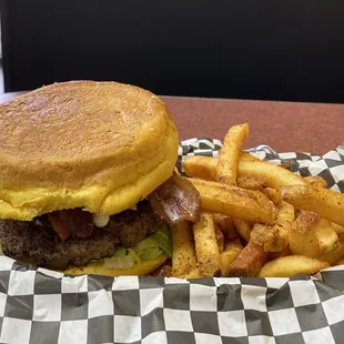 Hippo Blue Burger and Hippo Cajun Fries