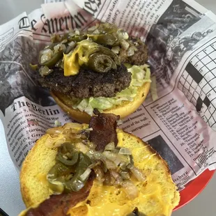 Burger comes open face