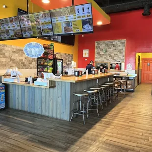 the inside of a restaurant