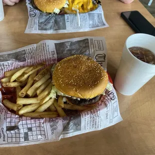 A BIG  Hippo Hawaiian Burger and regular fries!!