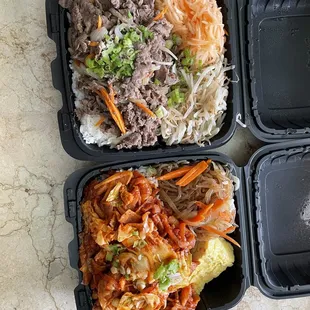 Spicy pork and Bulgogi