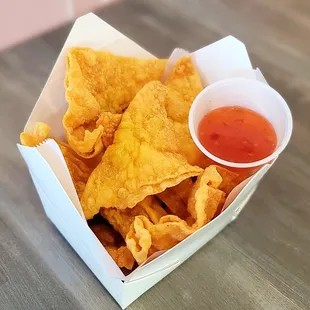 Fried Shrimp Wontons with sweet &amp; sour sauce