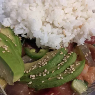 Supreme Bowl with just the white rice and missing the half organic salad