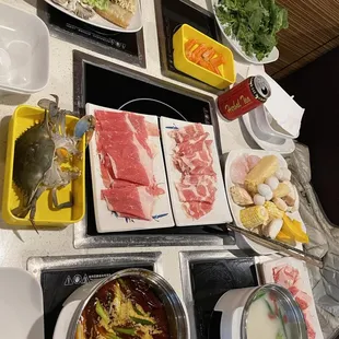 various dishes of food on a table