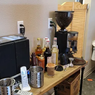 a coffee grinder, coffee maker, and other coffee products