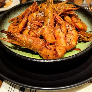 Grilled and chilled ruby red shrimp.