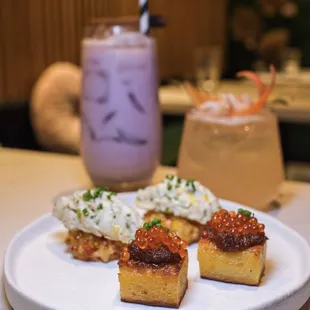 Starter: Maiz,  Drinks: Ube Horchata, White Sangria