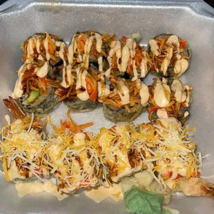 Dynamite roll (top) and American dream roll (bottom)