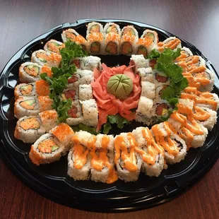 a platter of sushi
