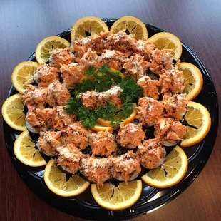 a plate of crab salad