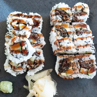 RS-11. Salmon Skin and Scallion Roll RS-09B. Eel Cucumber Roll