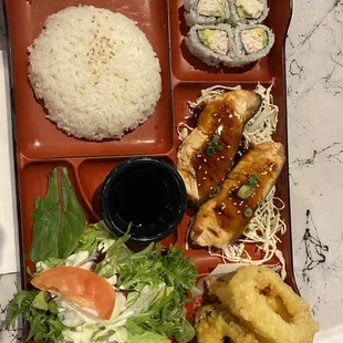 Salmon teriyaki bento box