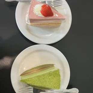 strawberry cheesecake and matcha tiramisu