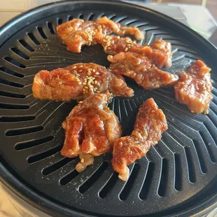 Grilling the Wagyu Kalbi