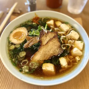 Shoyu ramen with added tofu