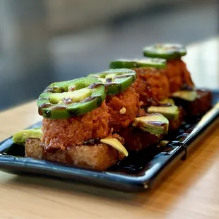 Crispy rice with spicy tuna