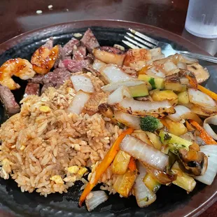 Steak and scallop meal, with a couple shrimp