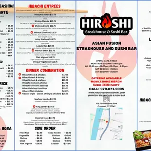 menu, sushi and sashimi